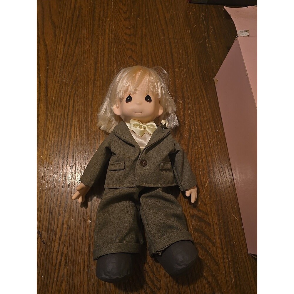 1990 Precious Moment 16” Cloth Groom Doll (Jonny) dressed for a wedding.